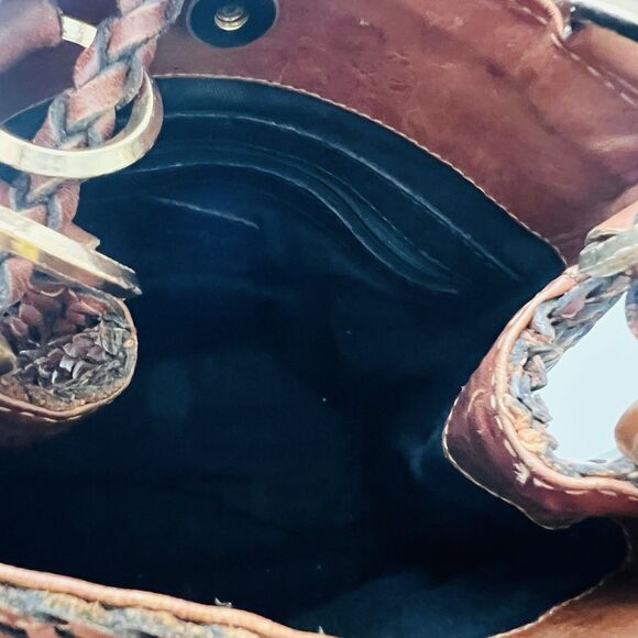 Maripe Brown Basket Woven Fully Lined Crossbody Shoulder Bag Purse - Picture 5 of 8